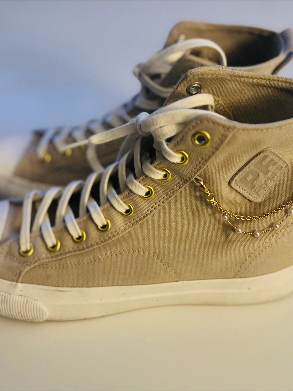 Women’s PF Flyers High-Top Canvas Sneakers in Beige